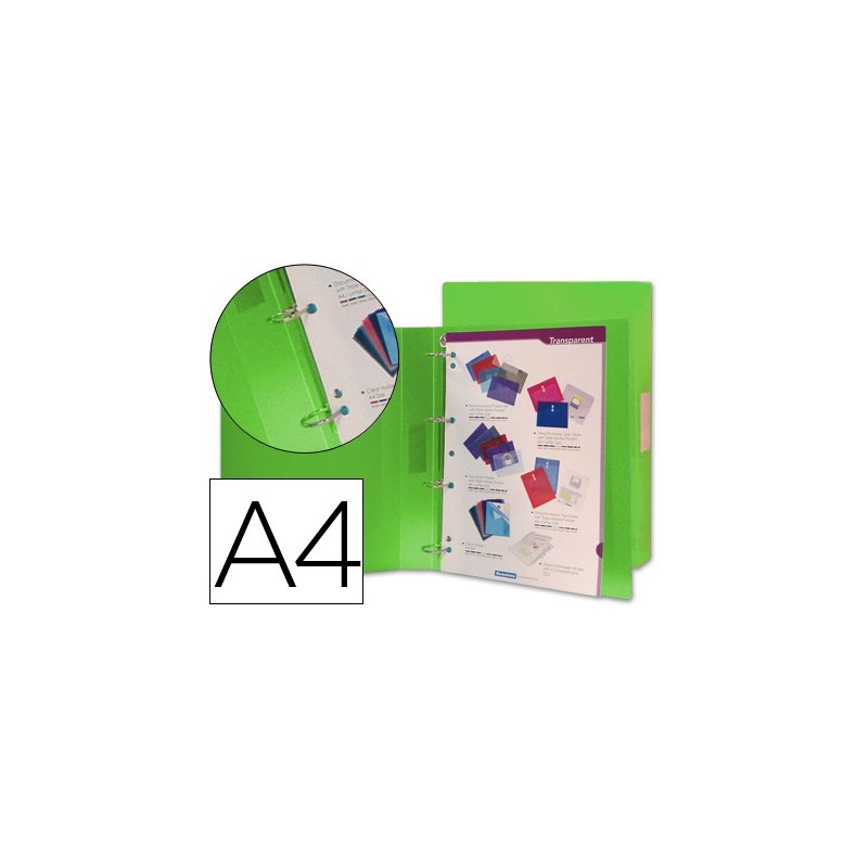 CARPETA LIDERPAPEL 4 ANILLAS 25 MM MIXTAS 43433 POLIPROPILENO DIN A4 VERDE TRANSLUCIDO