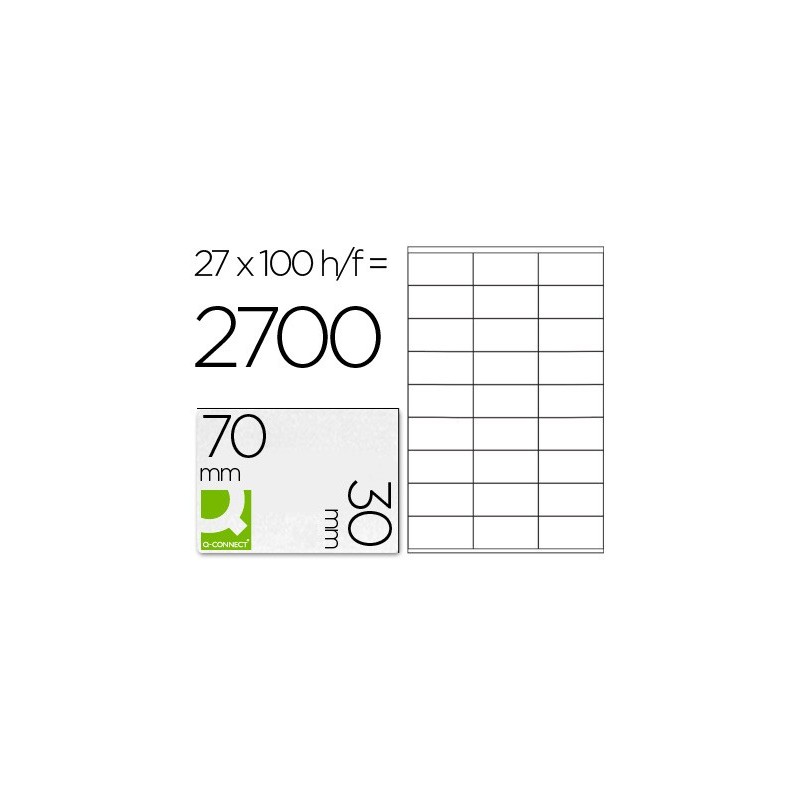 ETIQUETA ADHESIVA Q-CONNECT KF10642 TAMAO 70X30 MM FOTOCOPIADORA LASER INK-JET CAJA CON 100 HOJAS DIN A4