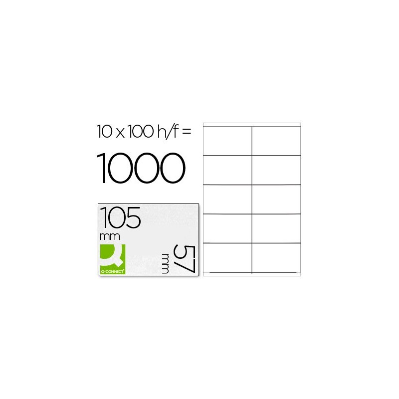 ETIQUETA ADHESIVA Q-CONNECT KF10658 TAMAO 105X57 MM FOTOCOPIADORA LASER INK-JET CAJA CON 100 HOJAS DIN A4