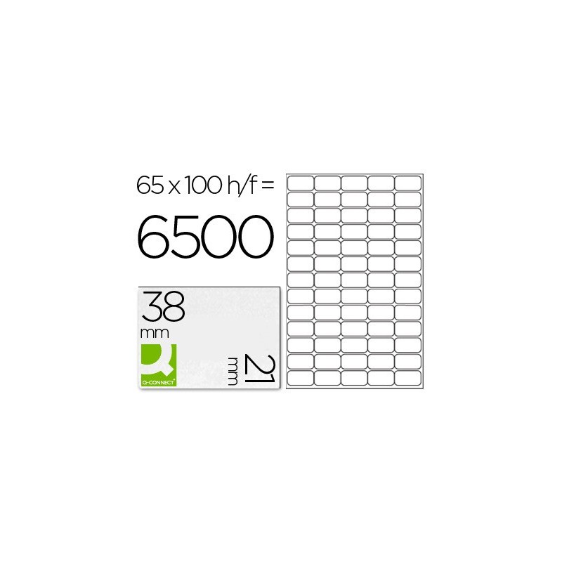 ETIQUETA ADHESIVA Q-CONNECT KF01581 TAMAO 38,1X21,2MM FOTOCOPIADORA LASER INK-JET CAJA CON 100 HOJAS DIN A4
