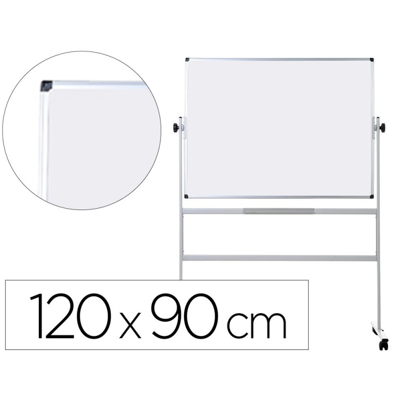 PIZARRA BLANCA Q-CONNECT DOBLE CARA MELAMINA MARCO DE ALUMINIO 120X90 CM GIRATORIA