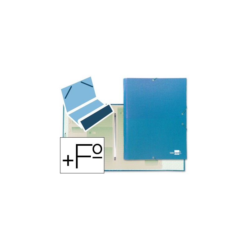 CARPETA CLASIFICADORA LIDERPAPEL 12 DEPARTAMENTOS FOLIO PROLONGADO CARTON FORRADO CELESTE