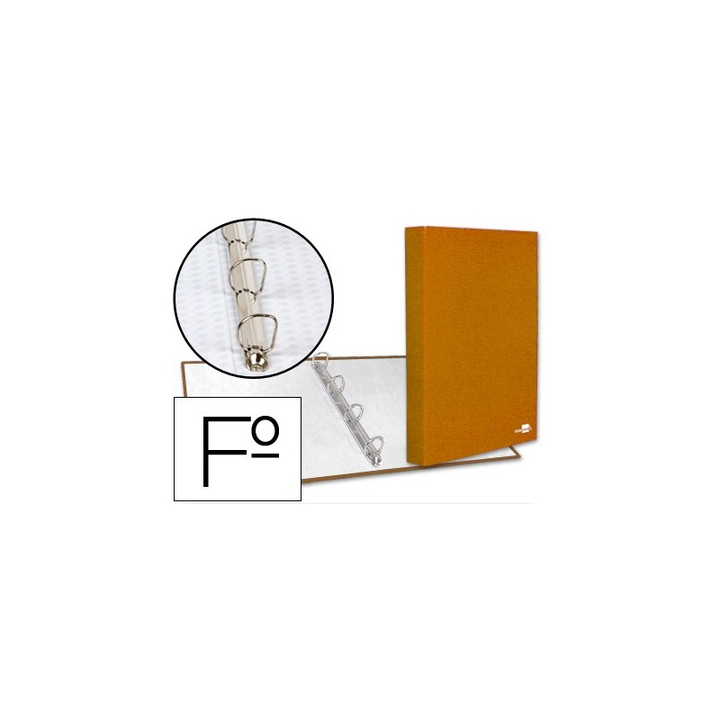 CARPETA DE 4 ANILLAS 25MM MIXTAS LIDERPAPEL FOLIO CARTON FORRADO PAPER COAT NARANJA