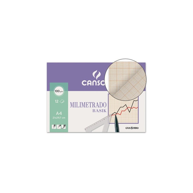 PAPEL MILIMETRADO GUARRO 210X297 MM MINIPACK DE 12 HOJA