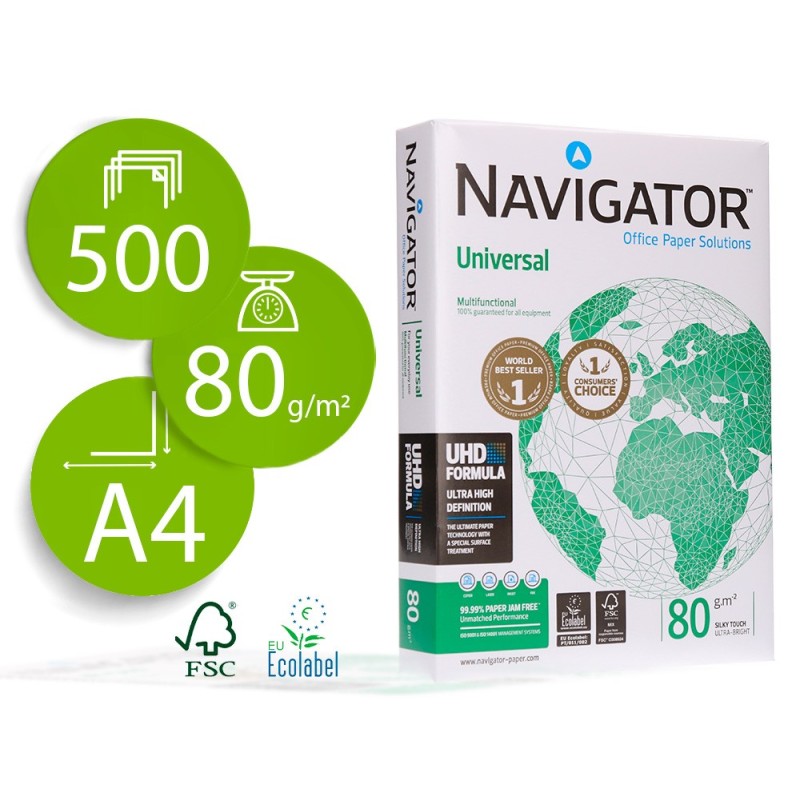 PAPEL NAVIGATOR DIN A4 80 GRAMOS PAQUETE DE 500 HOJAS