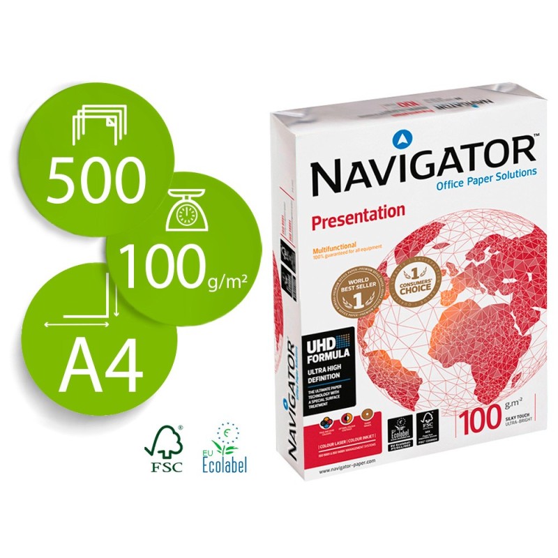 PAPEL FOTOCOPIADORA NAVIGATOR DIN A4 100 GRAMOS PAPEL MULTIUSO INK-JET Y LASERPAQUETE DE 500 HOJAS
