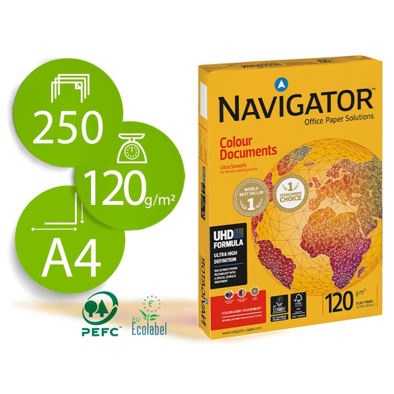 PAPEL FOTOCOPIADORA NAVIGATOR DIN A4 120 GRAMOS PAQUETE DE 250 HOJAS