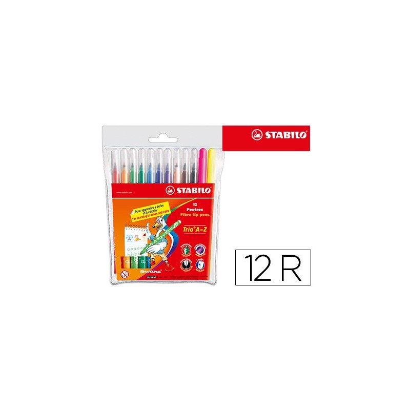 ROTULADOR STABILO TRIO A-Z CAJA DE 12 UNIDADES COLORES SURTIDOS