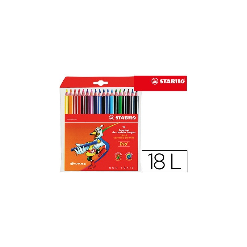 LAPICES DE COLORES STABILO TRIO CAJA DE 18 COLORES