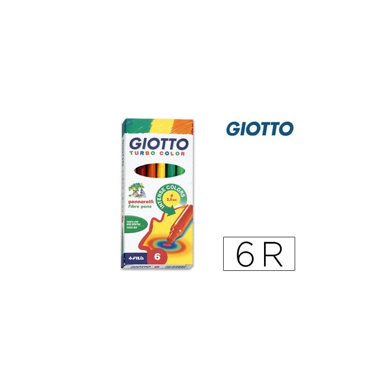 ROTULADOR GIOTTO TURBO COLOR CAJA DE 6 COLORES LAVABLES CON PUNTA BLOQUEADA