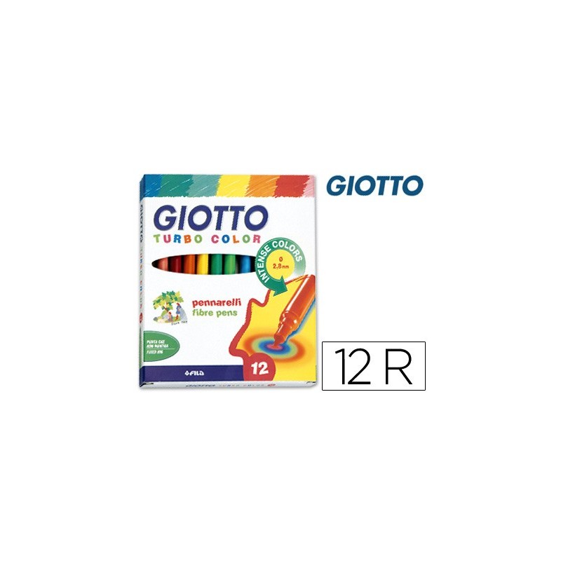 ROTULADOR GIOTTO TURBO COLOR CAJA DE 12 COLORES LAVABLES CON PUNTA BLOQUEADA