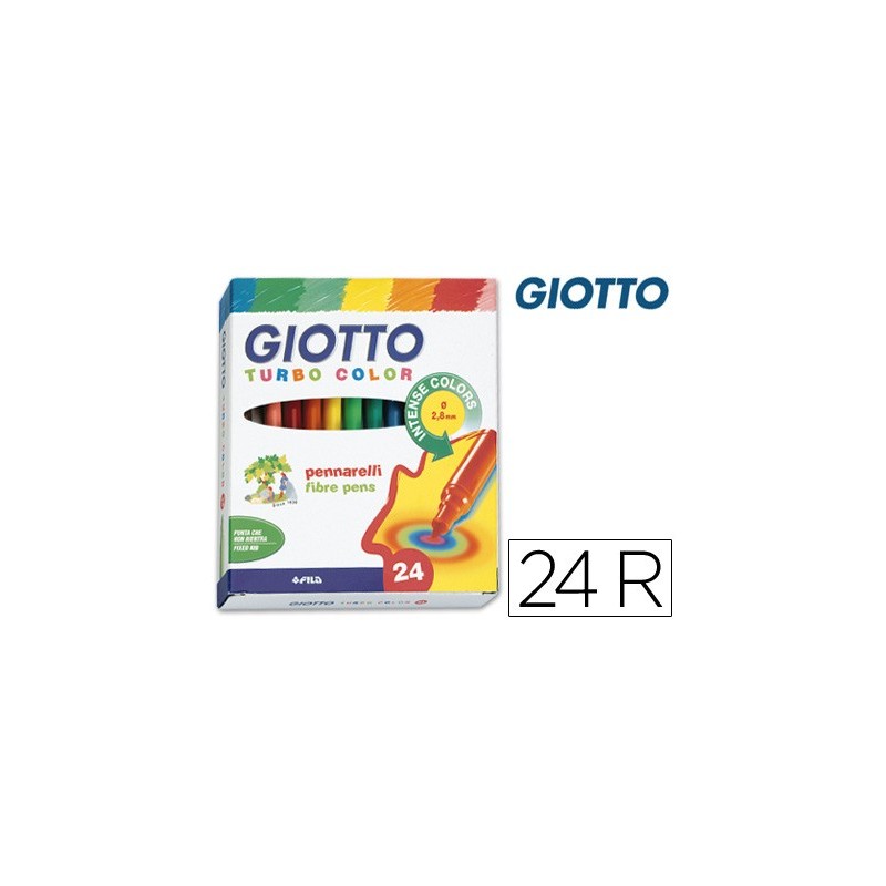 ROTULADOR GIOTTO TURBO COLOR CAJA DE 24 COLORES LAVABLES CON PUNTA BLOQUEADA