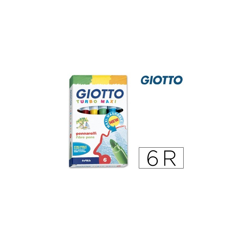 ROTULADOR GIOTTO TURBO MAXI CAJA DE 6 COLORES LAVABLES CON PUNTA BLOQUEADA
