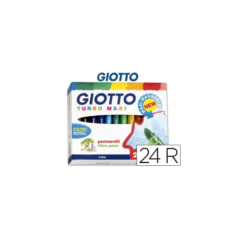 ROTULADOR GIOTTO TURBO MAXI CAJA DE 24 COLORES LAVABLES CON PUNTA BLOQUEADA