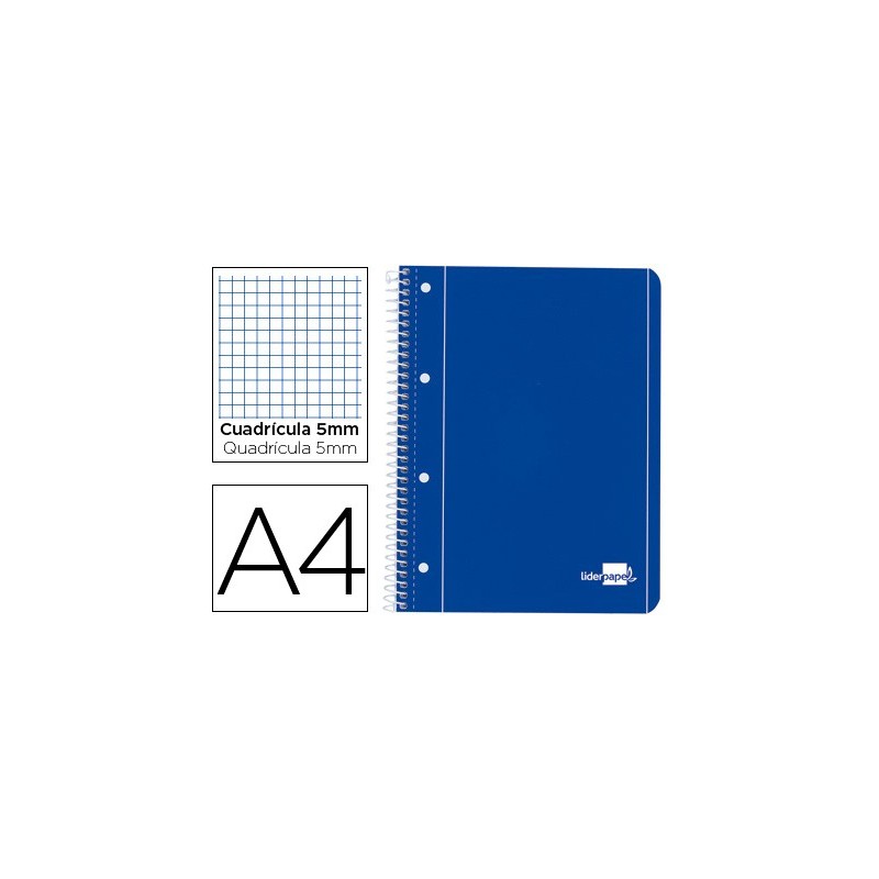 CUADERNO ESPIRAL LIDERPAPEL A4 MICRO SERIE AZUL TAPA BLANDA 80H 80 GR CUADRO5MM CON MARGEN 4 TALADROS AZUL