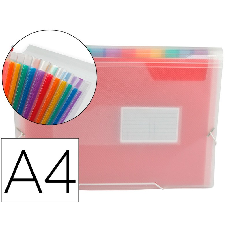 CARPETA LIDERPAPEL CLASIFICADOR FUELLE 42159 POLIPROPILENO A4 TTE 2 HUECOS TARJETAS SPECTRAFILE 13 DPTO