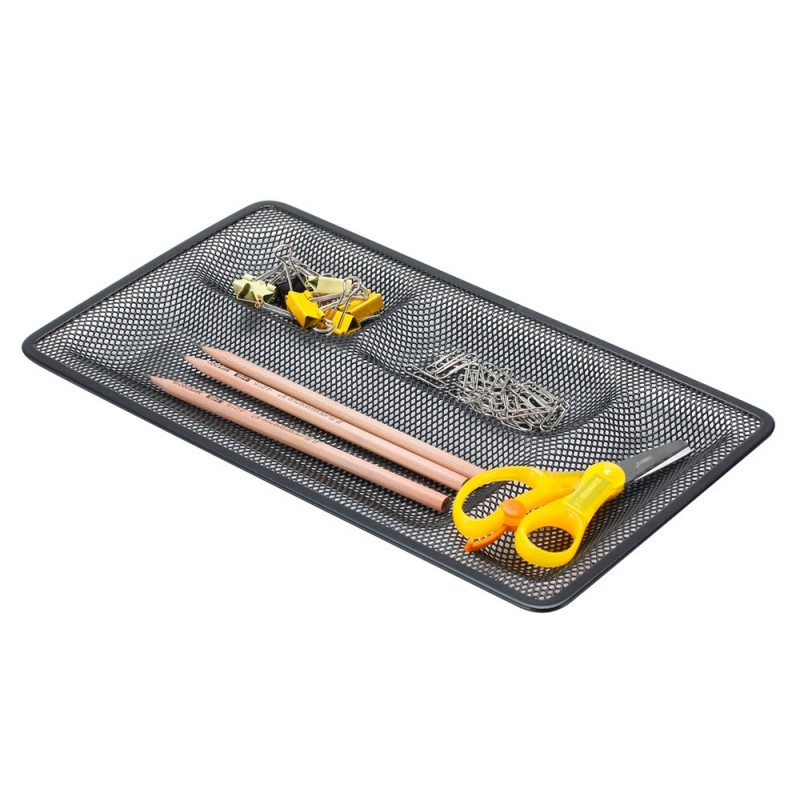 ORGANIZADOR SOBREMESA BANDEJA METALICA Q-CONNECT REJILLA NEGRA CON 4 DEPARTAMENTOS 320X35X155 MM