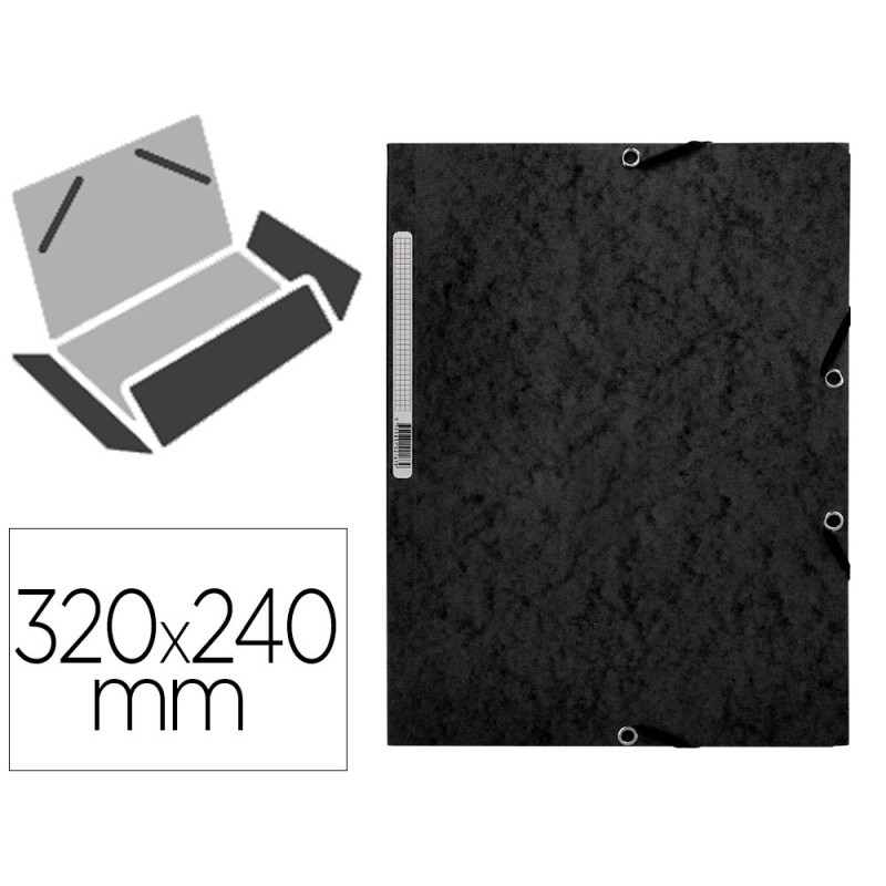 CARPETA Q-CONNECT GOMAS KF02169 CARTON SIMIL-PRESPAN SOLAPAS 320X243 MM NEGRA