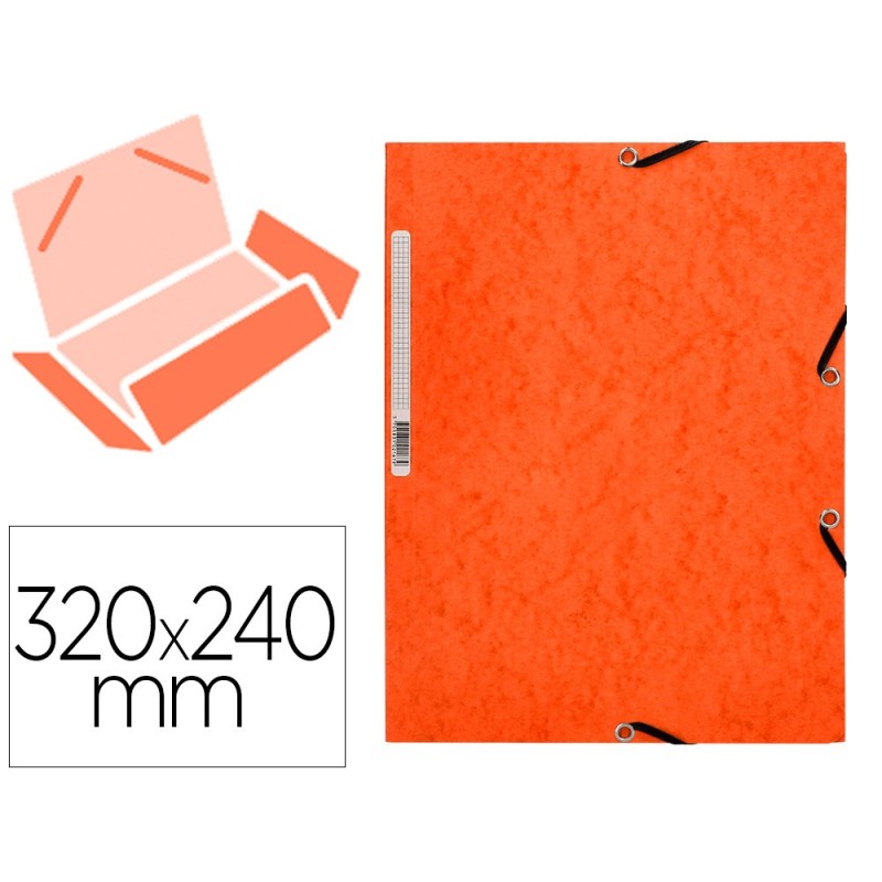 CARPETA Q-CONNECT GOMAS KF02170 CARTON SIMIL-PRESPAN SOLAPAS 320X243 MM NARANJA