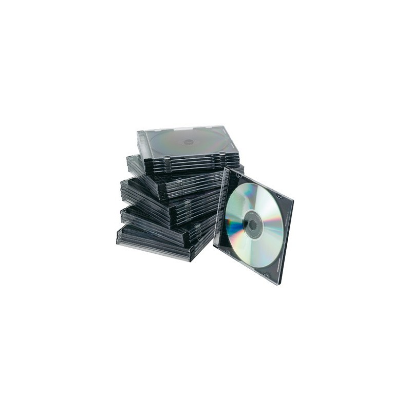 CAJA DE CD Q-CONNECT SLIM -CON INTERIOR NEGRO -PACK DE 25 UNIDADES