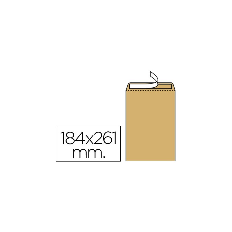 SOBRE LIDERPAPEL BOLSA N.6 KRAFT CUARTO PROLONGADO 184X261MM TIRA DE SILICONA CAJA DE 250 UNIDADES