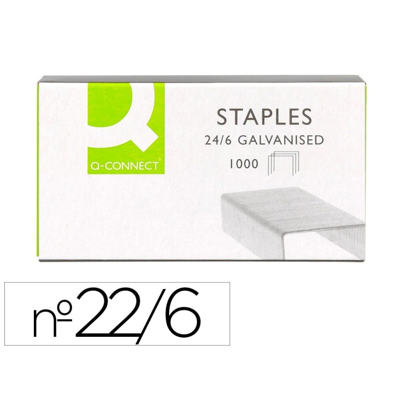 GRAPAS Q-CONNECT N¼ 22/6 24/6 GALVANIZADAS CAJA DE 1000 UNIDADES