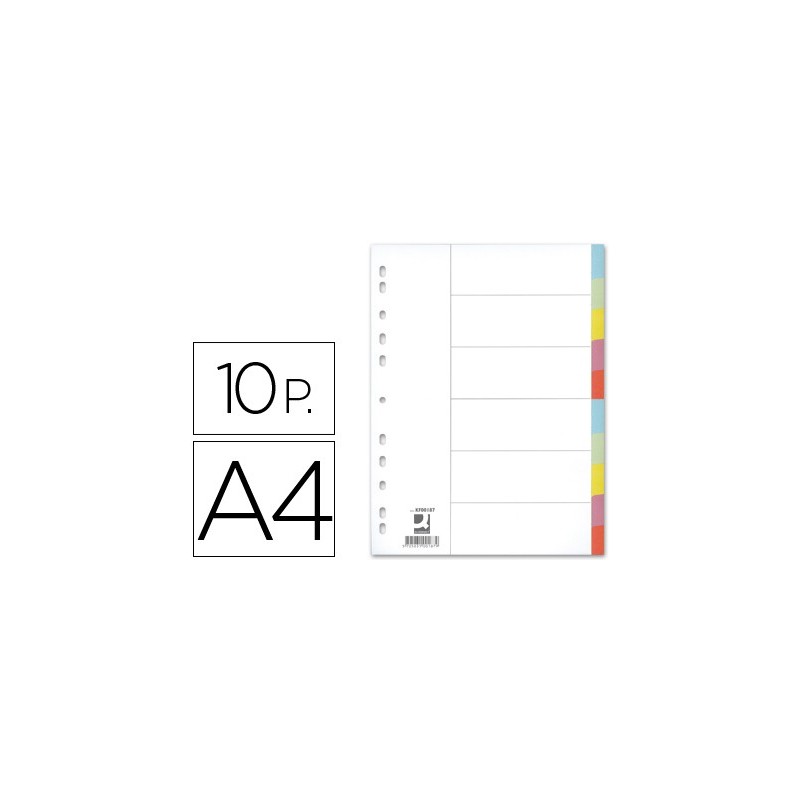 SEPARADOR Q-CONNECT CARTULINA JUEGO DE 10 SEPARADORES DIN A4MULTITALADRO
