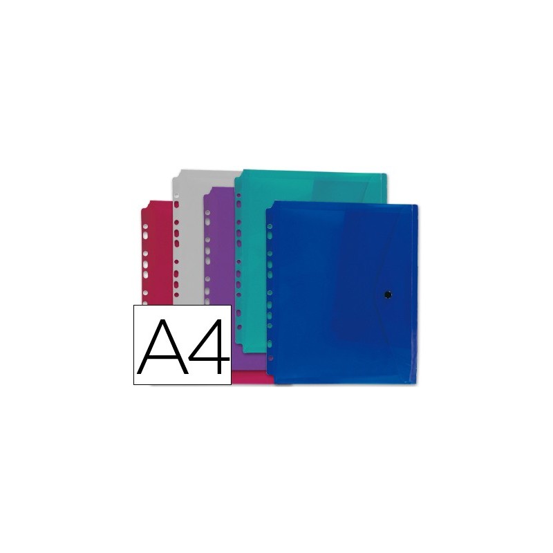 CARPETA LIDERPAPEL DOSSIER BROCHE 36669 POLIPROPILENO DIN A4 PACK DE 5 COL.SURTIDOS TRANSPARENTE MULTITALADRO