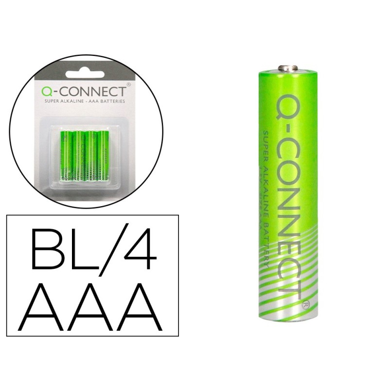 PILA Q-CONNECT ALCALINA AAA BLISTER CON 4 UNIDADES