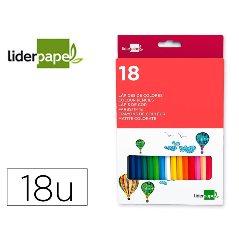 LAPICES DE COLORES LIDERPAPEL CAJA DE 18 COLORES
