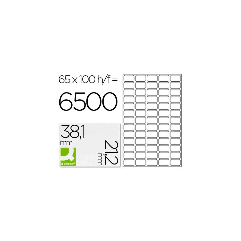 ETIQUETA ADHESIVA Q-CONNECT KF00573 -TAMAO 38,1X21,2 MM -FOTOCOPIADORA -LASER -INK-JET-CAJA CON 100 HOJAS DIN A4