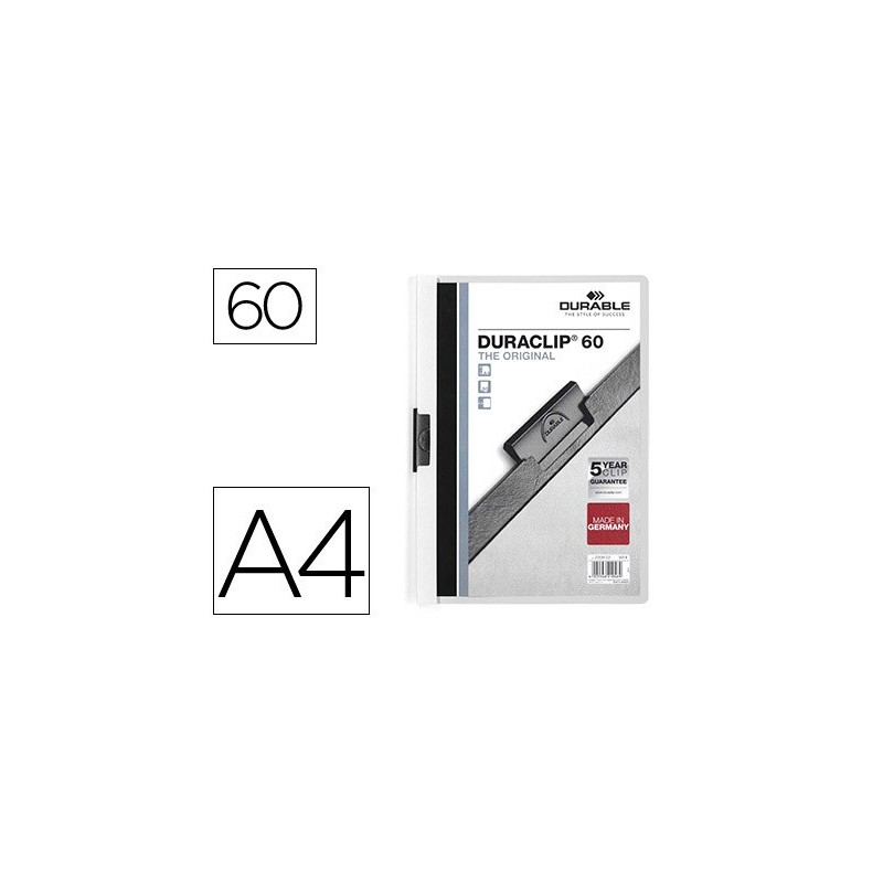 CARPETA DURACLIP DOSSIER PINZA LATERAL BLANCO CAPACIDAD 60 HOJAS