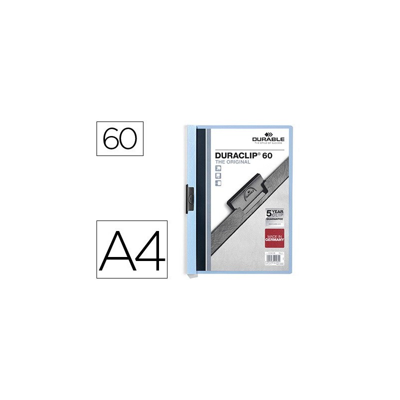 CARPETA DURACLIP DOSSIER PINZA LATERAL AZUL CAPACIDAD 60 HOJAS