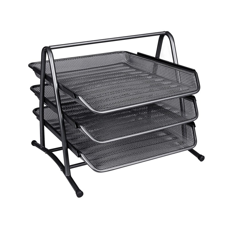 BANDEJA SOBREMESA METALICA Q-CONNECT KF00823 REJILLA NEGRA 3 BANDEJAS MOVIBLES 350X278X275 MM