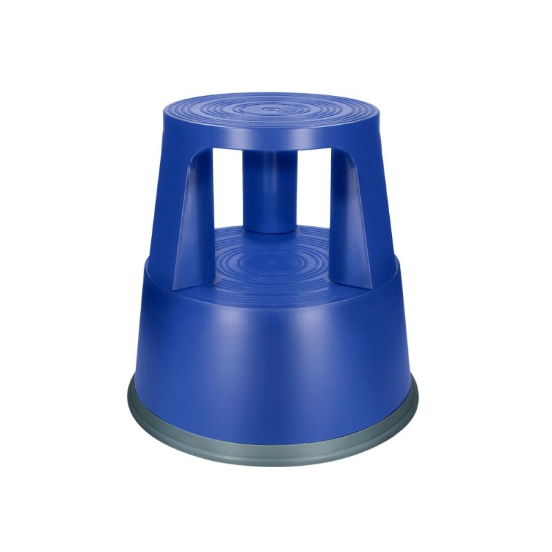 TABURETE Q-CONNECT RUEDAS RETRACTILES TRES RUEDAS DOS NIVELES COLOR AZUL