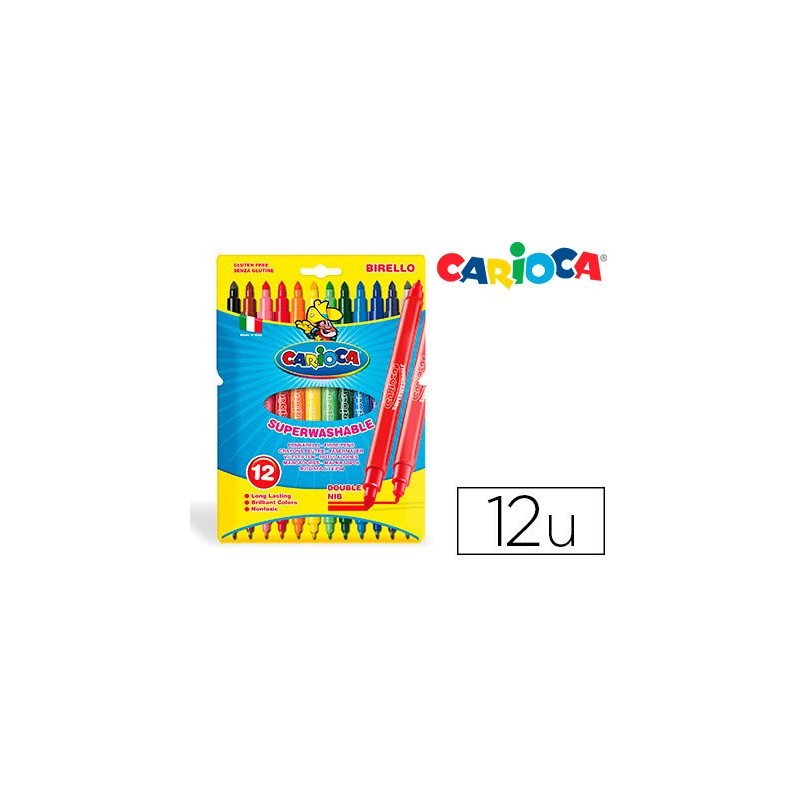 ROTULADOR CARIOCA BIRELLO BIPUNTA CAJA DE 12 COLORES