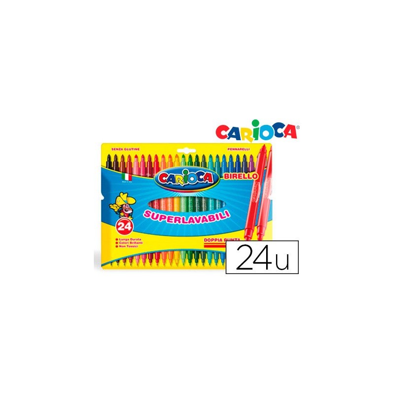 ROTULADOR CARIOCA BIRELLO BIPUNTA CAJA DE 24 COLORES