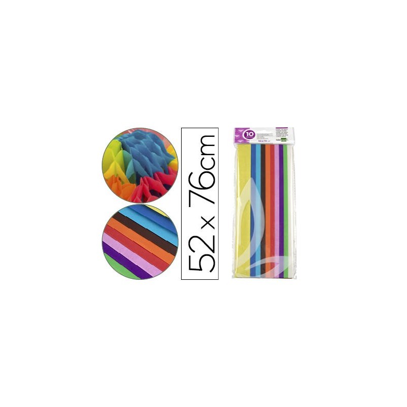 PAPEL SEDA LIDERPAPEL 52X76CM 18G/M2 BOLSA DE 10 HOJAS COLORES SURTIDOS