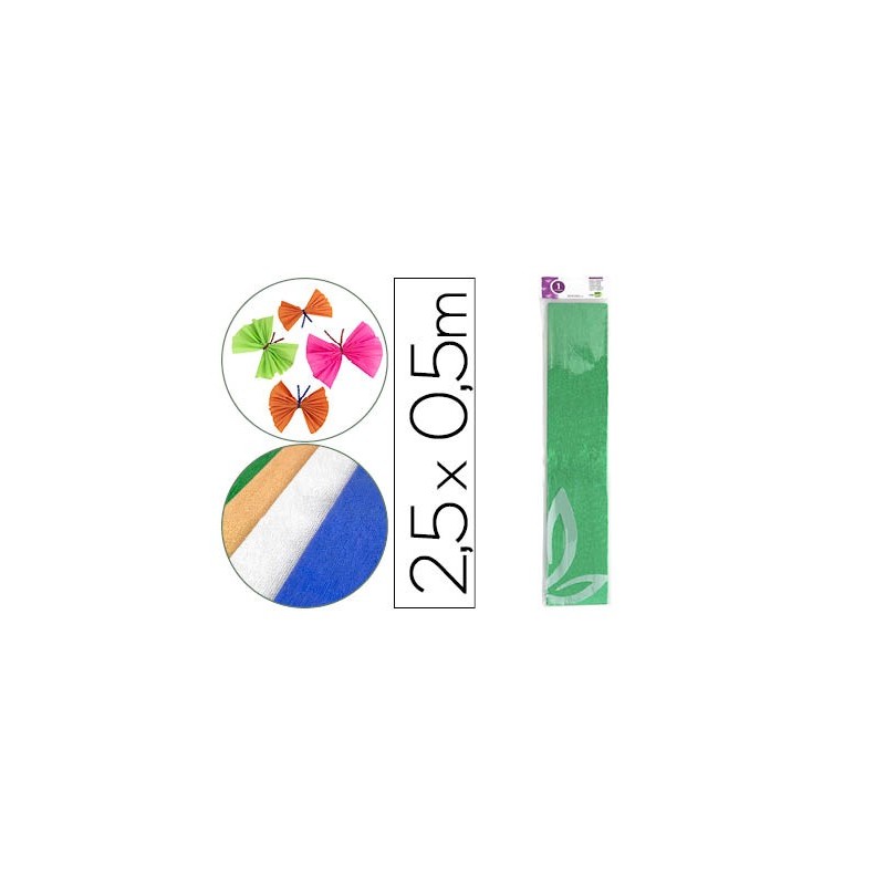 PAPEL CRESPON LIDERPAPEL 50 CM X 2.5M METALIZADO VERDE