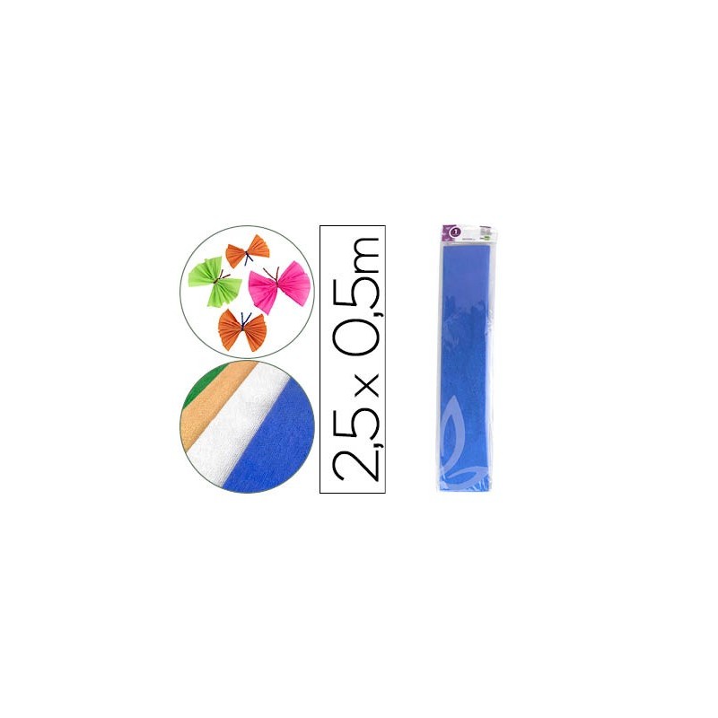 PAPEL CRESPON LIDERPAPEL 50 CM X 2.5M METALIZADO AZUL