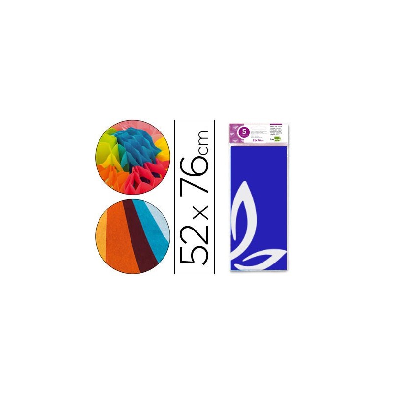 PAPEL SEDA LIDERPAPEL 52X76CM 18G/M2 BOLSA DE 5 HOJAS AZUL