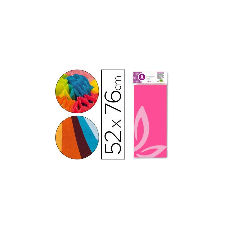 PAPEL SEDA LIDERPAPEL 52X76CM 18G/M2 BOLSA DE 5 HOJAS ROSA