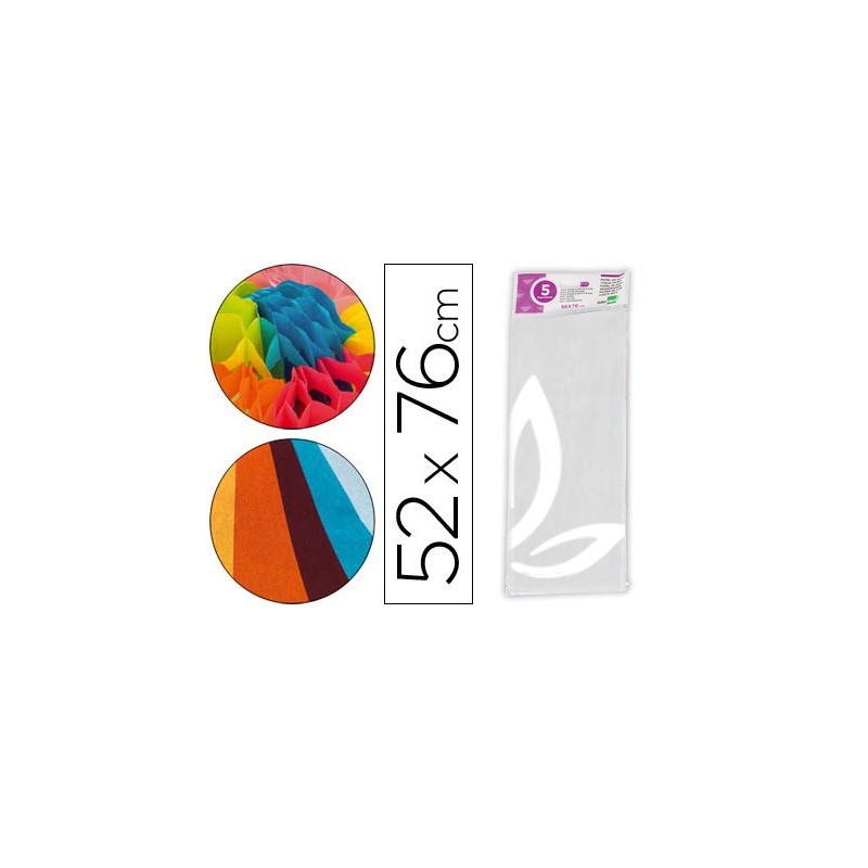 PAPEL SEDA LIDERPAPEL 52X76CM 18G/M2 BOLSA DE 5 HOJAS BLANCO