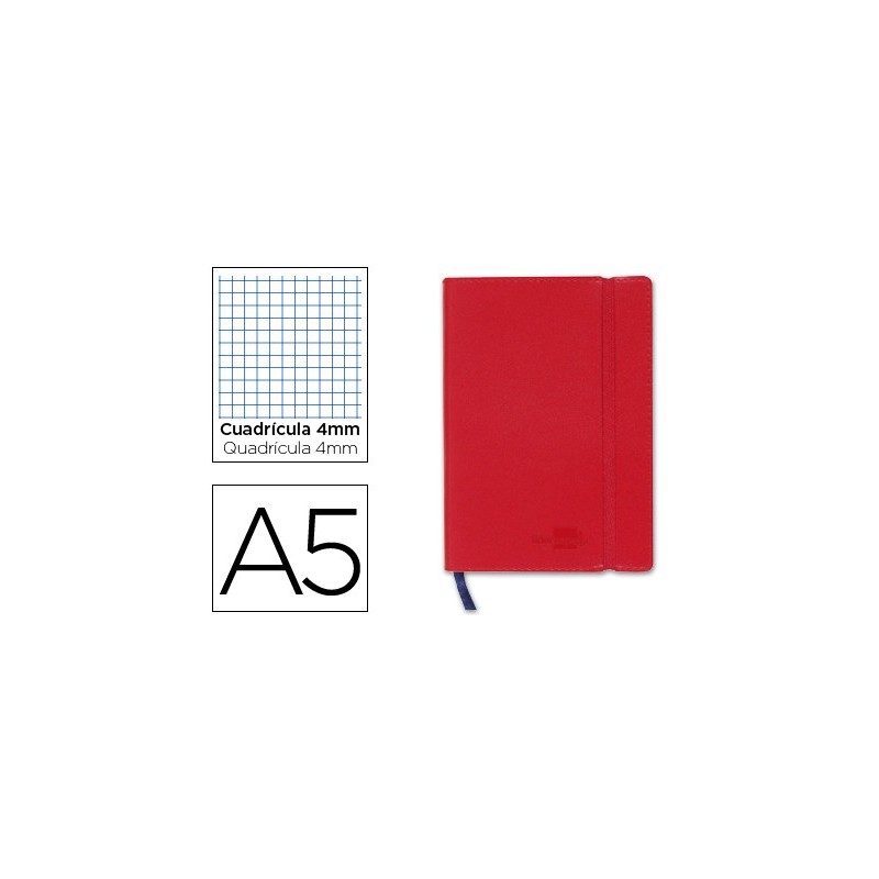 LIBRETA LIDERPAPEL SIMIL PIEL A5 120 HOJAS 70G/M2 CUADRO 4MM SIN MARGEN ROJO