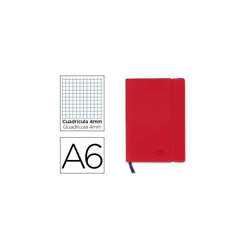LIBRETA LIDERPAPEL SIMIL PIEL A6 120 HOJAS 70G/M2 CUADRO 4MM SIN MARGEN ROJO