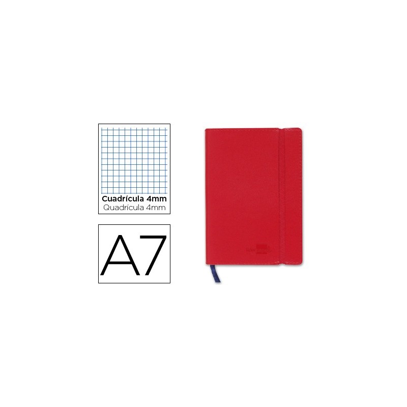 LIBRETA LIDERPAPEL SIMIL PIEL A7 120 HOJAS 70G/M2 CUADRO 4MM SIN MARGEN ROJO