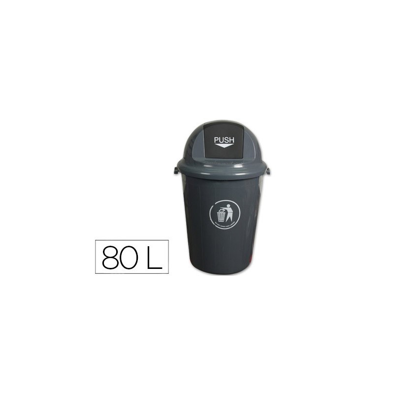 PAPELERA CONTENEDOR Q-CONNECT PLASTICO CON TAPADERA 80L COLOR GRIS 450X760 MM