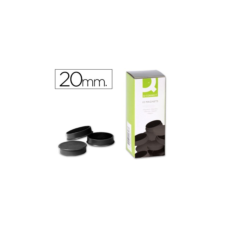 IMANES PARA SUJECION Q-CONNECT IDEAL PARA PIZARRAS MAGNETICAS20 MM NEGRO -CAJA DE 10 IMANES
