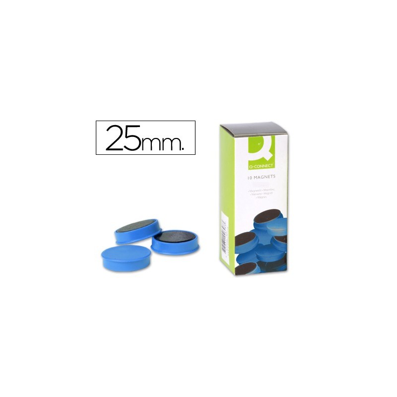 IMANES PARA SUJECION Q-CONNECT IDEAL PARA PIZARRAS MAGNETICAS25 MM AZUL -CAJA DE 10 IMANES