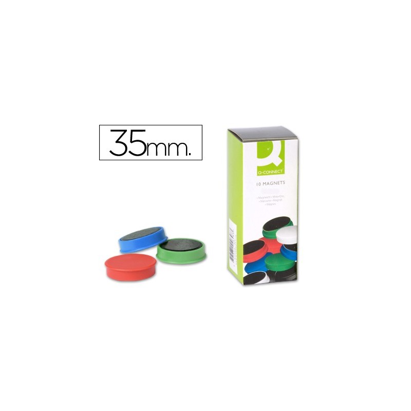 IMANES PARA SUJECION Q-CONNECT IDEAL PARA PIZARRAS MAGNETICAS35 MM COLORES SURTIDOS -CAJA DE 10 IMANES